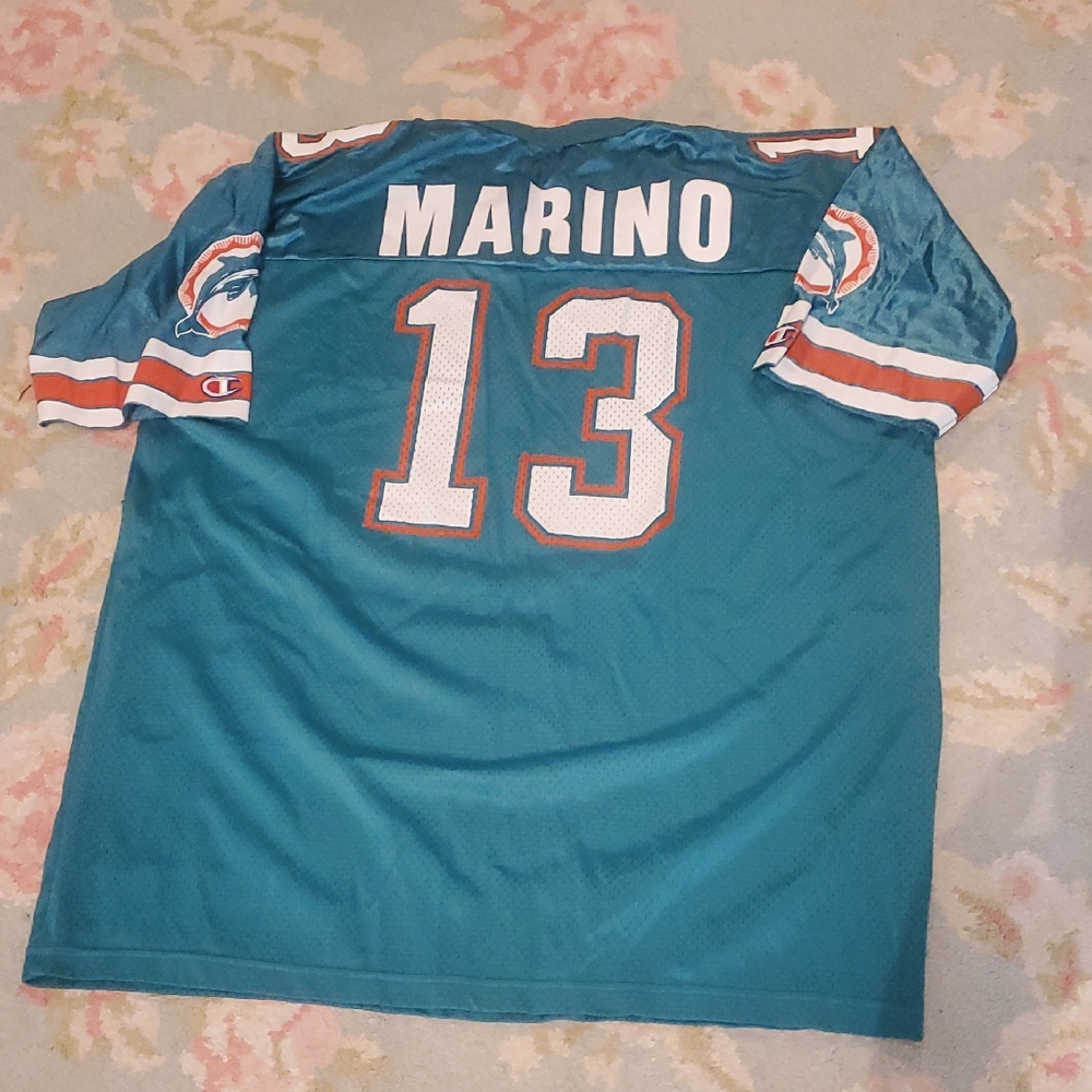 Vintage Miami Dolphins Champion Teal Sports Jersey # 13 Marino